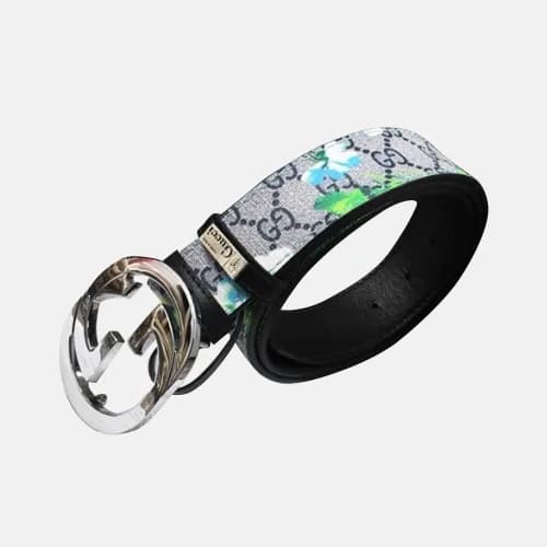 Gucci 2019 Mens GG Logo Steel Buckle Flower Leathe… - 1