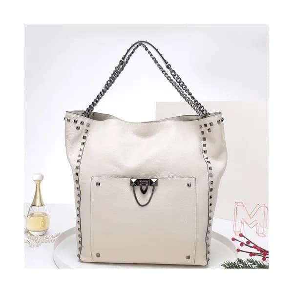 Valentino 2019 Leather Rockstud Tote Shoudler Bag,… - 1