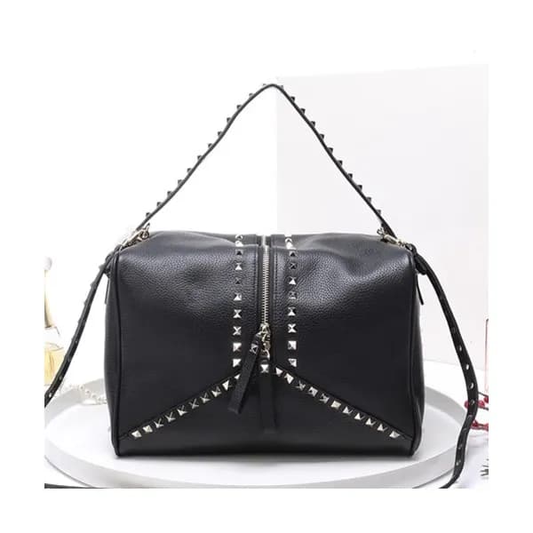 Valentino 2019 Leather Ruckstud Tote Shoudler Bag… - 1