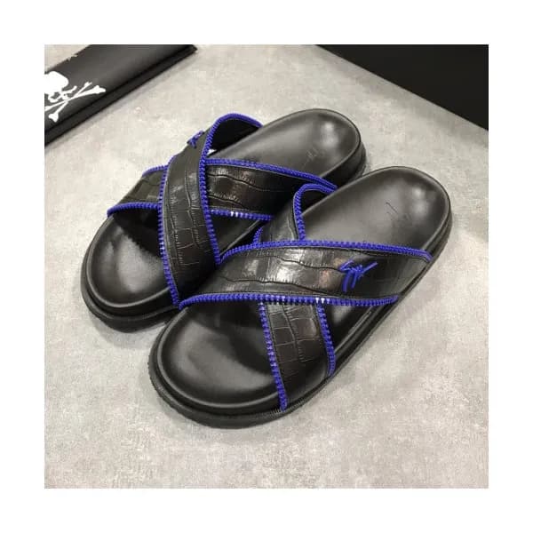 Giuseppe Zanoti 2019 Mens Logo Leather Slipper - 쥬… - 1