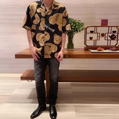 Palm Angels 2019 Mens Neck Logo Cotton Short Sleev… - 1