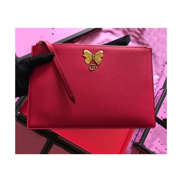 Gucci 2019 Butterfly Leather Clutch Bag ,30CM - 구찌… - 1