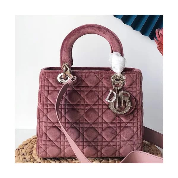 Dior 2019 Lady Dior Velvet Tote Shoulder Bag,24CM … - 1