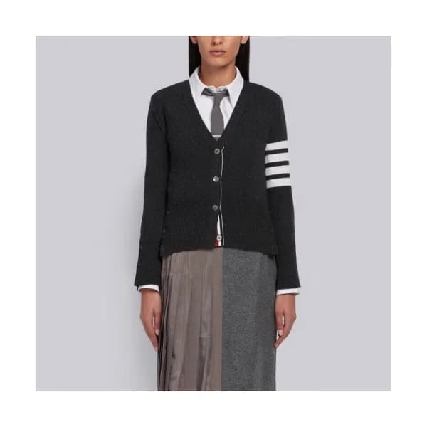 Thom Browne 2020 Womens Strap V-neck Wool Cardigan… - 1