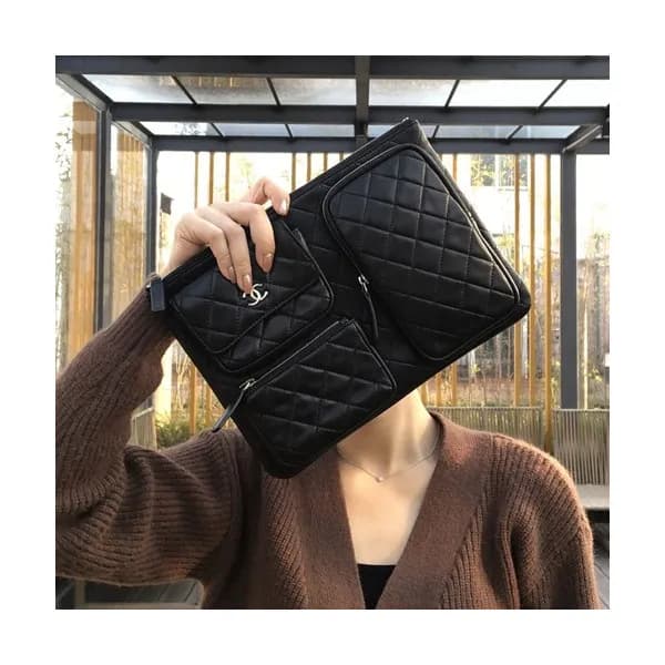 Chanel 2020 Leather Clutch Bag,27.5CM - 샤넬 2020 레더… - 1