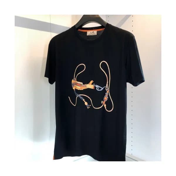 Hermes 2020 Mens Crew-neck Silket Short Sleeved Ts… - 1
