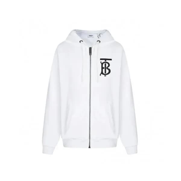 Burberry Mens Logo Casual Cotton Hoodie White - 버버… - 1