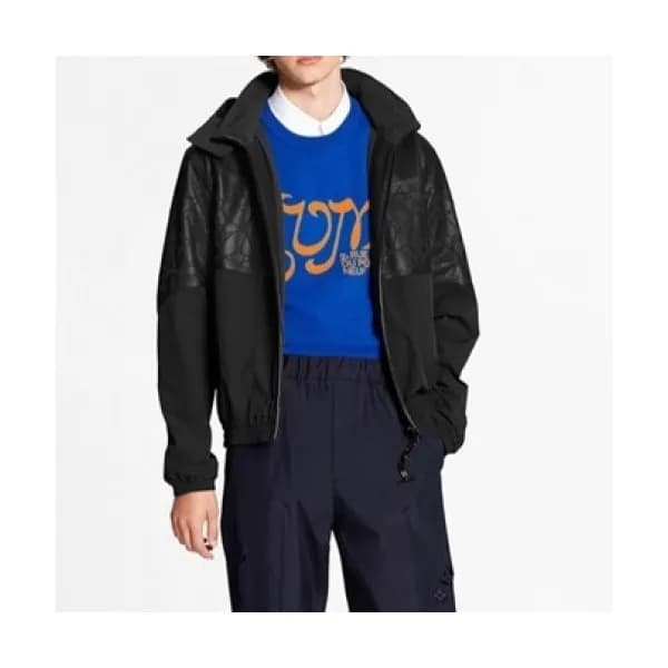 Louis vuitton Mens Logo Leather Jackets Black - 루… - 1