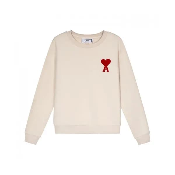 Ami Mens Logo Casual Cotton Man-to-man Beige - 아미 … - 1