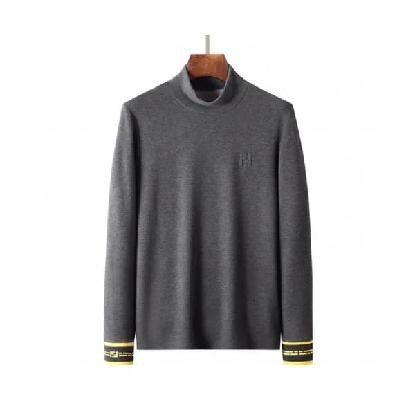 Fendi Mens Logo Crew-neck Cotton Tshirts Gray - 펜… - 1
