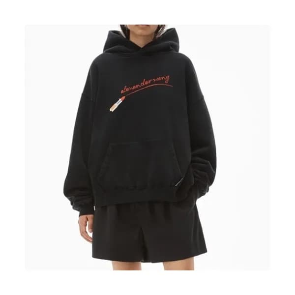 Alexsander Wang Mm/Wm Logo Cotton Hoodie Black -… - 1