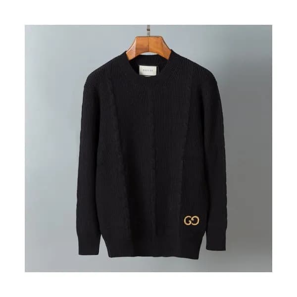 Gucci Mens Logo Crew-neck Sweaters Black - 구찌 남성… - 1