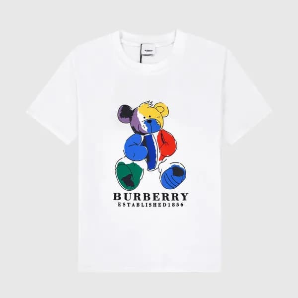 버버리 남자 크루넥 화이트 반팔티 - Unisex White Tshirts - bur042… - 1