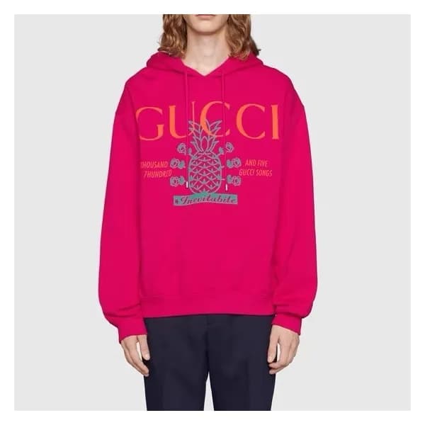 구찌 남/여 트렌디 핑크 후드티 - Unisex Pink Hoodie - guc04587x - 1