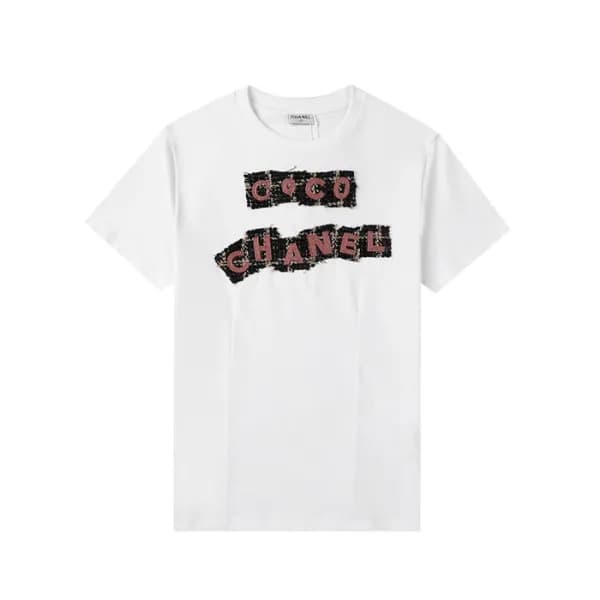 샤넬 남/여 크루넥 화이트 반팔티 - Unisex White Tshirts - chl086… - 1