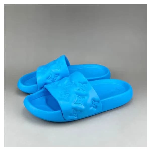 루이비통 남/녀 이니셜 블루 슬리퍼 - Unisex Blue Slippers - lou04… - 1