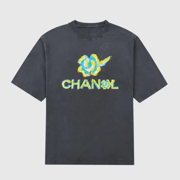 샤넬 남/녀 크루넥 블랙 반팔티 - Unisex Black Tshirts - chl0905… - 1