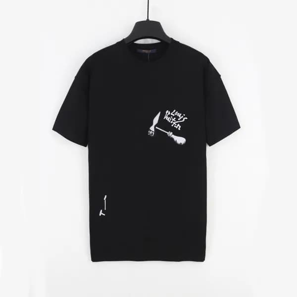 루이비통 남성 블랙 크루넥 반팔티 - Mens Black Tshirts - lou05051… - 1