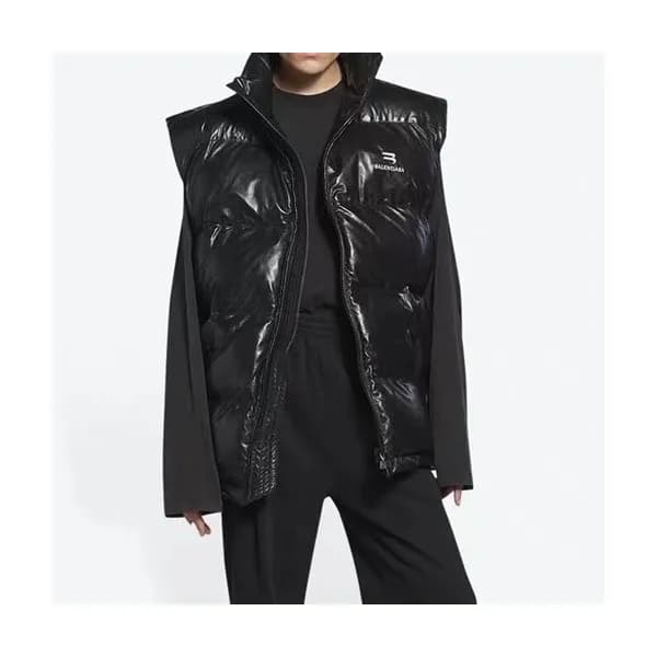 발렌시아가 여성 덕다운 블랙 베스트 - Mens Black Best - bal01689x - 1