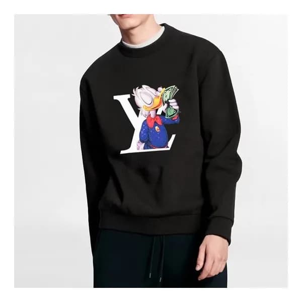 루이비통 남성 모던 블랙 맨투맨 - Louis vuitton Mens Black Tshir… - 1