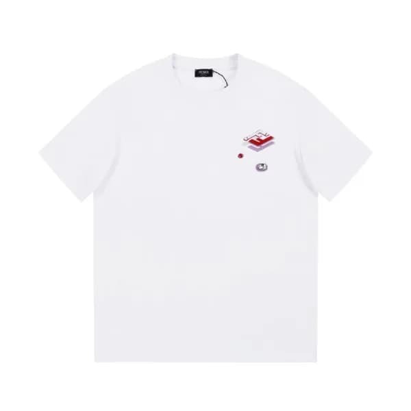 펜디 남성 화이트 크루넥 반팔티 - Fendi Mens White Short sleeved… - 1