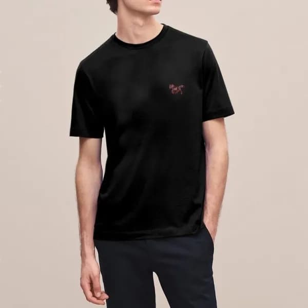 에르메스 남성 블랙 크루넥 반팔티 - Hermes Mens Black Short sleev… - 1