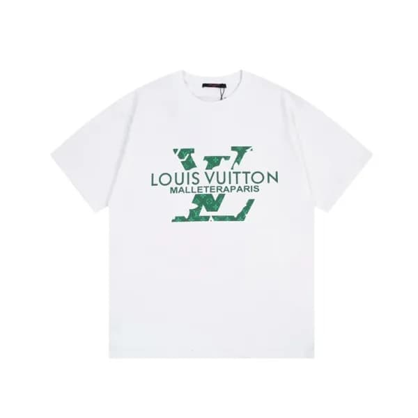 루이비통 남성 화이트 크루넥 반팔티 - Louis vuitton Mens White Sho… - 1