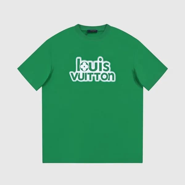 루이비통 남성 그린 크루넥 반팔티 - Louis vuitton Mens Green Shor… - 1