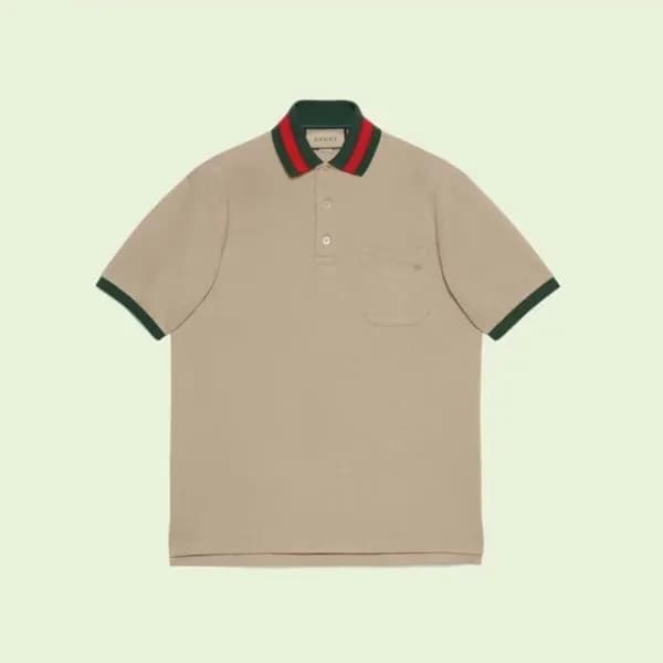 구찌 남성 카멜 폴로 반팔티 - Gucci Mens Camel Short sleeved T… - 1