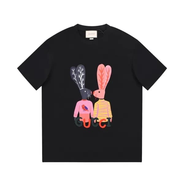 구찌 남/녀 블랙 크루넥 반팔티 - Gucci Unisex Black Short sleev… - 1