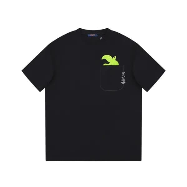 루이비통 남성 블랙 크루넥 반팔티 - Louis vuitton Mens Black Shor… - 1