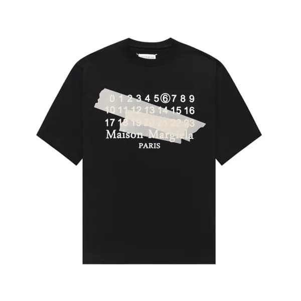 메종마르지엘라 남/녀 크루넥 블랙 반팔티 - Maison Margiela Unisex Bl… - 1