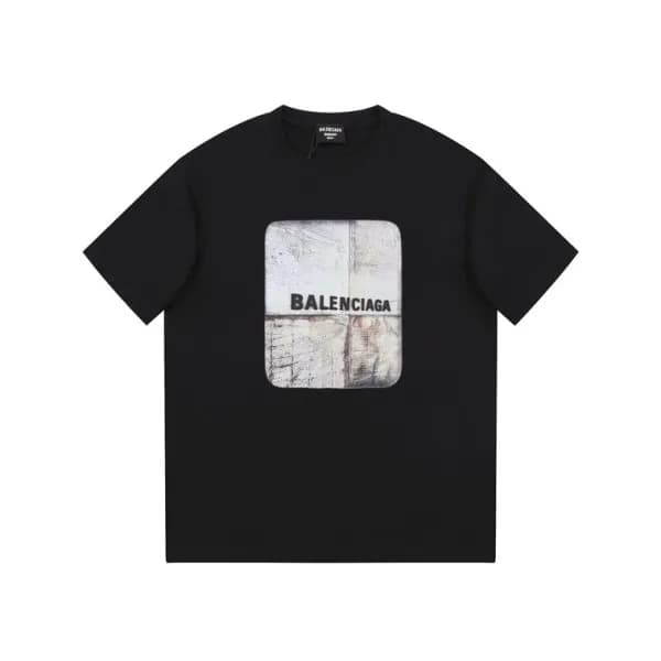 발렌시아가 남성 블랙 크루넥 반팔티 - Balenciaga Mens Black Short … - 1