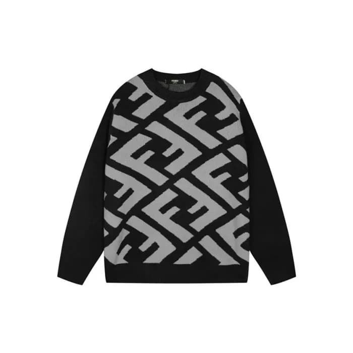 펜디 남성 블랙 크루넥 스웨터 - Fendi Mens Black Sweaters - fe5… - 1
