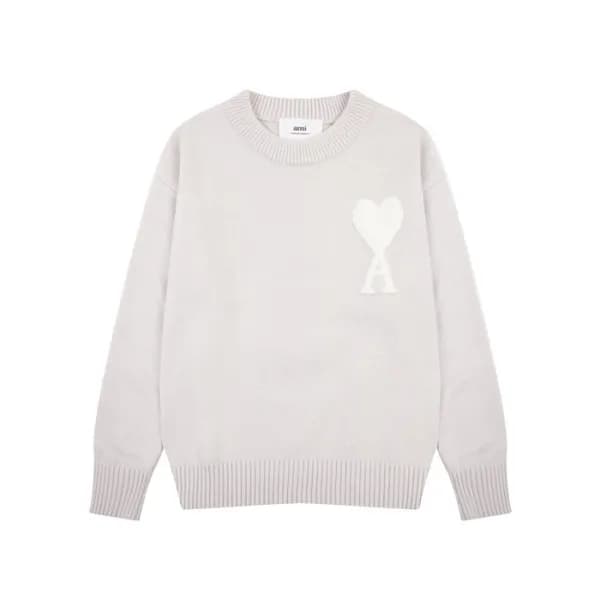아미 남/녀 그레이 크루넥 니트 - Ami Unisex Gray Knits - amc106… - 1
