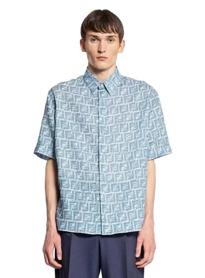 펜디 남성 블루 반팔 셔츠 - Fendi Mens Black Shirts - fec638x - 1