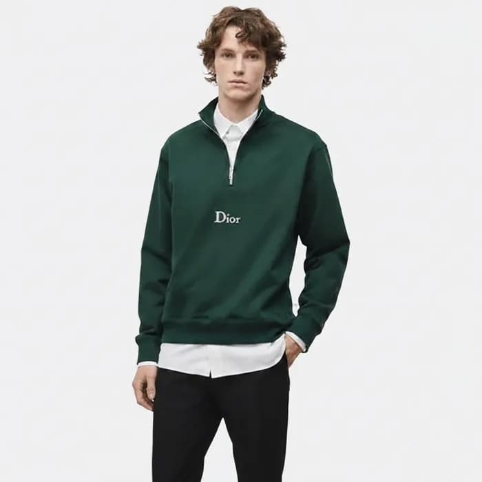 디올 남성 기모 지퍼 네크라인 스웨트 셔츠 - Dior Mens Zipper Necklin… - 1