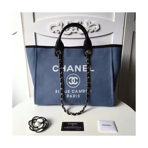 Chanel 2018 Canvas Deauville Tote Shoulder Bag,39C… - 1