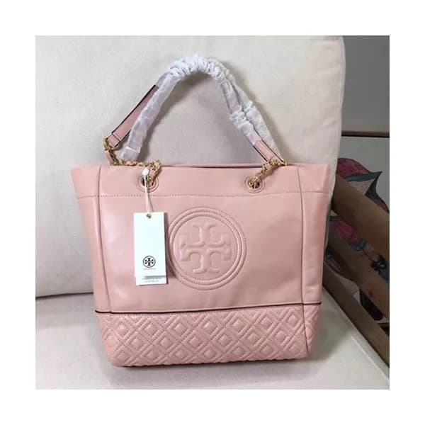 Tory Burch Leather Pink Fleming Chain Tote Bag,28c… - 1