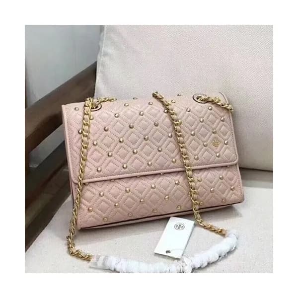 Tory Burch Leather Pink Fleming Chain Shoulder Bag… - 1