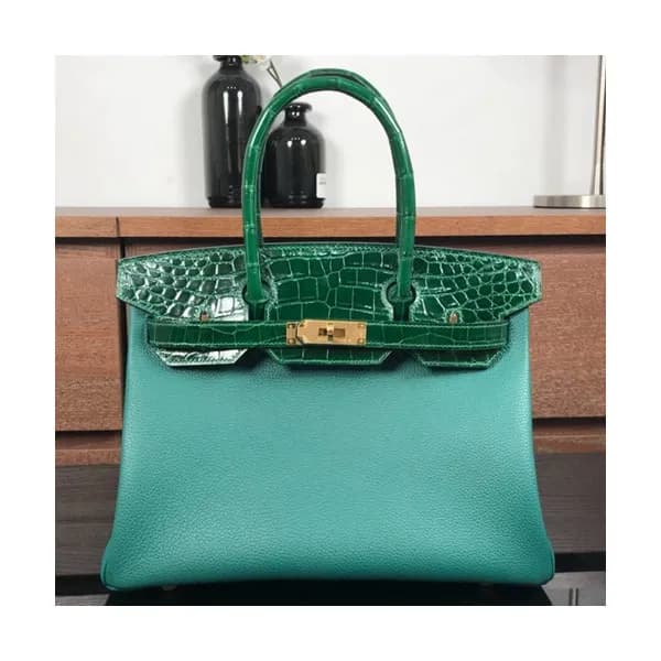 Hermes Birkin Crocodile & Togo Leather Tote Should… - 1
