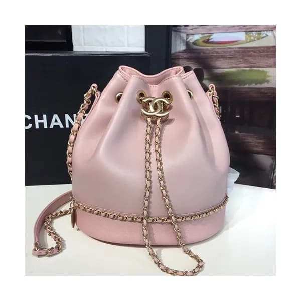 Chanel 2019 Women Leather Chain Bucket Shoulder Ba… - 1