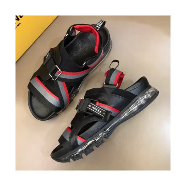 Fendi 2019 Mens Initial Logo Velcro Leather Sandal… - 1