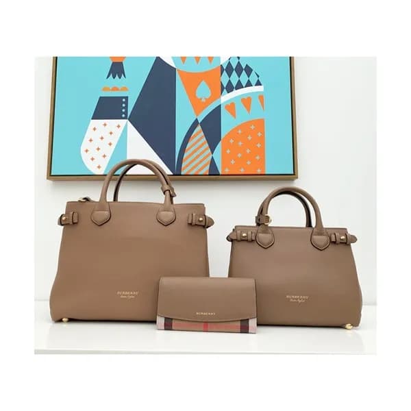 Burberry 2019 Leather Banner Tote Shoulder Bag, 26… - 1