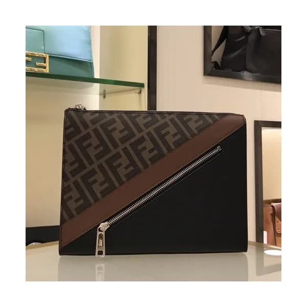 Fendi 2019 PVC & Leather Clutch Bag, 25cm - 펜디 201… - 1