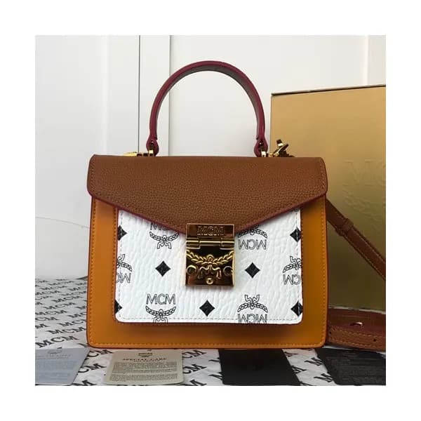 MCM 2019 Leather & Visetos Tote Shoulder Bag,21cm … - 1
