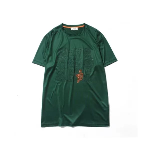 Hermes 2020 Mens Crew-neck Silket Short Sleeved Ts… - 1