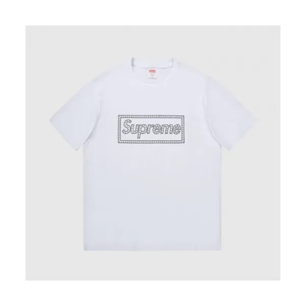Supreme Mens Logo Cotton Short Sleeved Tshirts Wh… - 1
