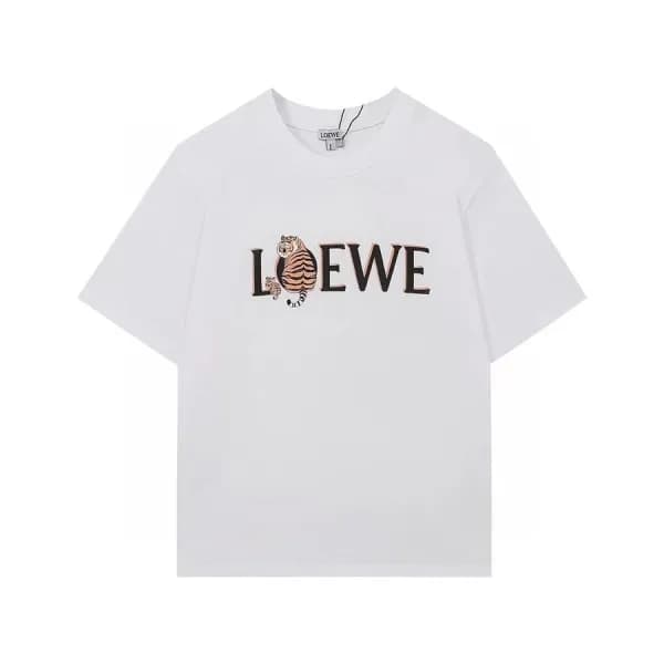 로에베 남성 이니셜 화이트 반팔티 - Mens White Tshirts - loe0571x - 1