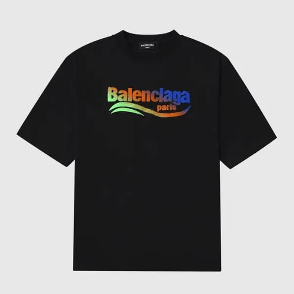 발렌시아가 남성 크루넥 블랙 반팔티 - Mens Black Tshirts - bal0134… - 1